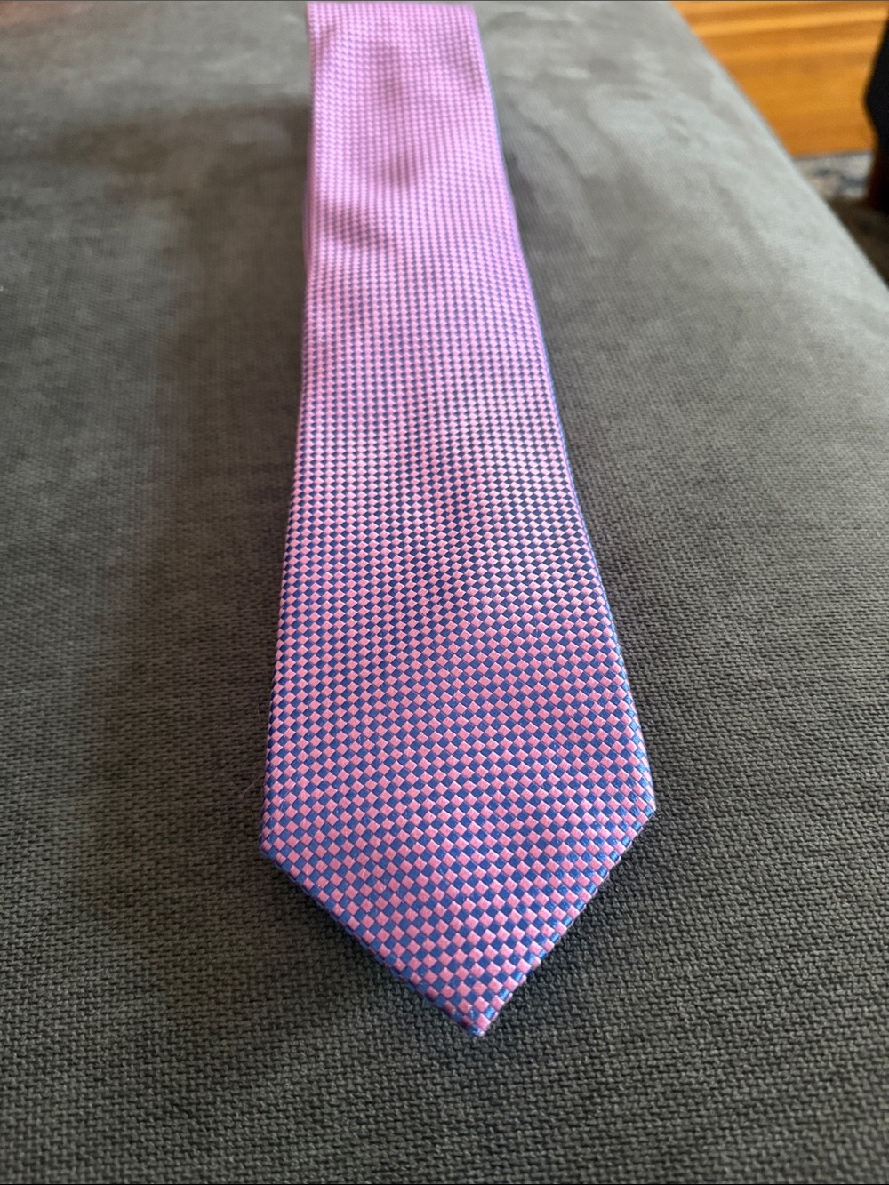 Donald J Trump Signature Men's Pink Check Silk Tie Pink and Purple